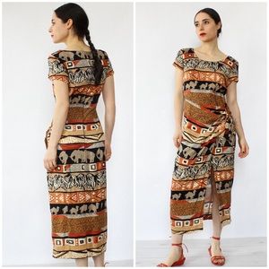 Vintage 90s Jessica Howard animal print wrap dress
